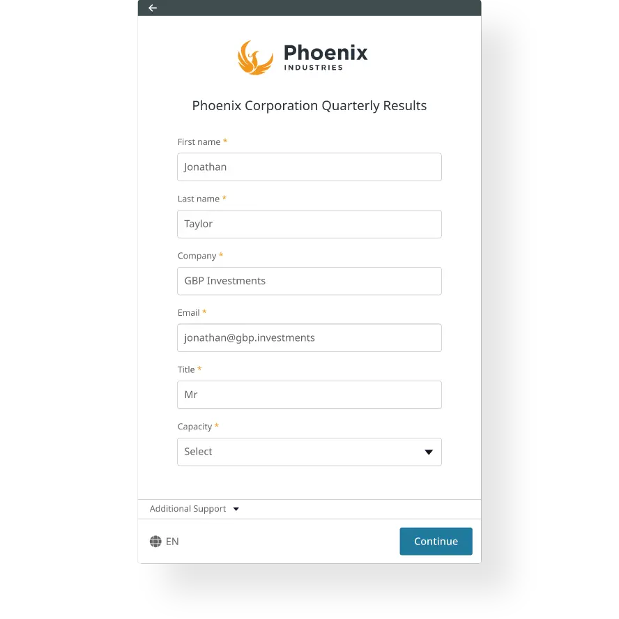 Screen showing meeting dashboard