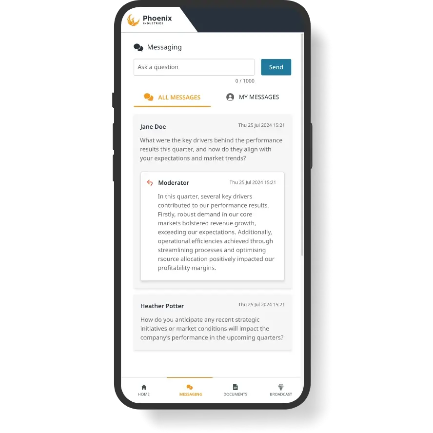 Phone showing questions